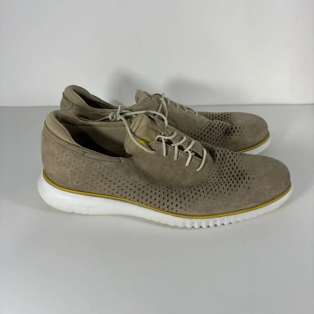 Cole Haan 2.Zerogrand Laser Wingtip Oxford Lined Warm Stucco Suede C35749 11.5M